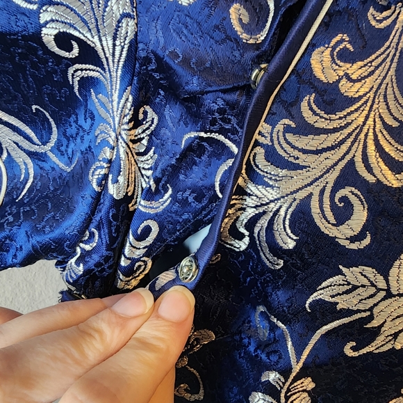 Golden Dragon Silk Feel Asian Lounge Dress - Picture 4 of 6